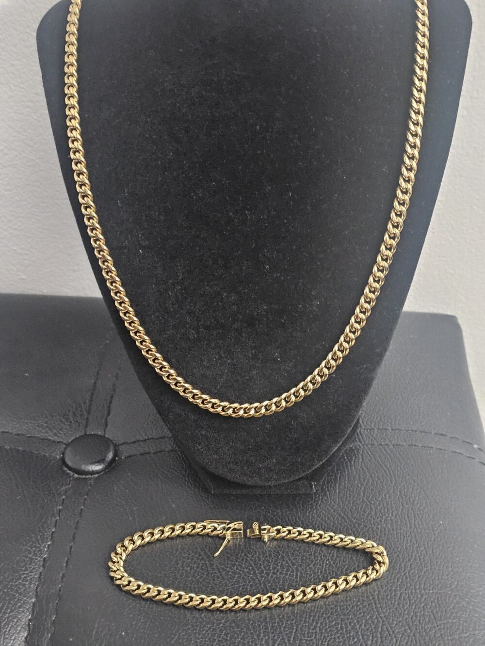 Miami Cuban COMBO-22in chain/9in bracelet- 14k gold plated Steel-5.8mm